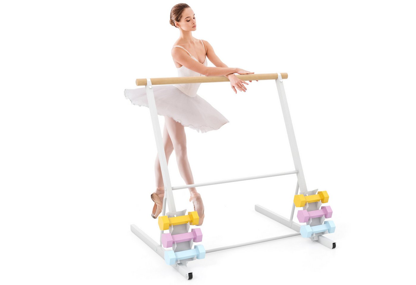 COSTWAY Balancetrainer, freistehend Ballettstangen mit Rollen von COSTWAY