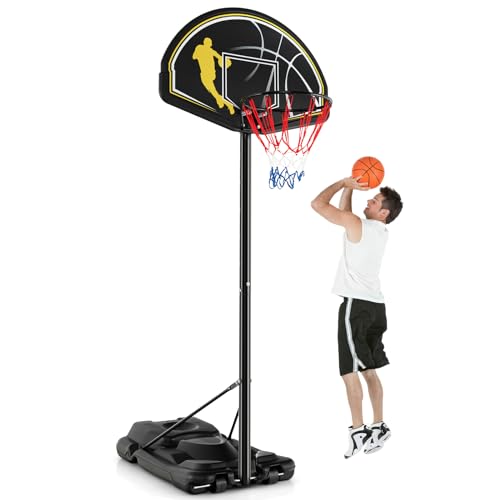 COSTWAY Basketballständer 130-305 cm höhenverstellbar, Basketballkorb Outdoor mit Rädern & Ständer, Tragbare Basketballanlage, Standfuß mit Wasser & Sand befüllbar, Korbanlage für Kinder, Erwachsene von COSTWAY