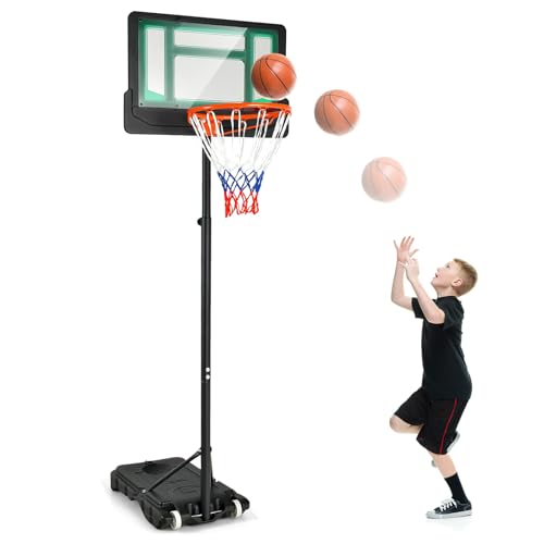 COSTWAY Basketballständer 90-210 cm höhenverstellbar, Basketballkorb mit Ständer & 2 Rädern, Korbanlage für Kinder, Jugendliche, Mobile Basketballanlage wetterbeständig Indoor Outdoor, Grün von COSTWAY