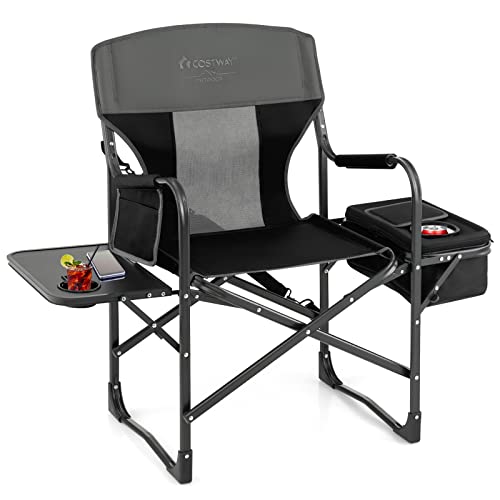 COSTWAY Campingstuhl mit Seitentisch, Kühltasche & Aufbewahrungstasche, klappbarer Angelstuhl, 180 kg Tragfähigkeit, Regiestuhl tragbar, Faltstuhl Klappstuhl für Camping, Angeln, Picknick (Schwarz) COSTWAY Campingstuhl mit Seitentisch, Kühltasche & Aufbewahrungstasche, klappbarer Angelstuhl, 180 kg Tragfähigkeit, Regiestuhl tragbar, Faltstuhl Klappstuhl für Camping, Angeln, Picknick (Schwarz) von COSTWAY