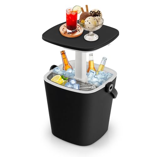 COSTWAY Cool Bar tragbar, Beistelltisch mit anhebbarer Tischplatte, 15L Kühlbox mit Flaschenöffner & Abnehmbarer Ablage, wetterfester Bierkühler inkl. Eiszange, für Terrasse, Party, BBQs (Schwarz) COSTWAY Cool Bar tragbar, Beistelltisch mit anhebbarer Tischplatte, 15L Kühlbox mit Flaschenöffner & Abnehmbarer Ablage, wetterfester Bierkühler inkl. Eiszange, für Terrasse, Party, BBQs (Schwarz) von COSTWAY