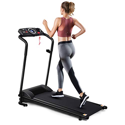 COSTWAY Elektrisches Laufband mit 2 Trainingsmodi & 12 Programme | 1-10 km/h | LCD Display | klappbar und rollbar | bis 100 kg belastbar | inkl. Sicherheitsschlüssel, Fitnessgerät für Zuhause & Büro von COSTWAY