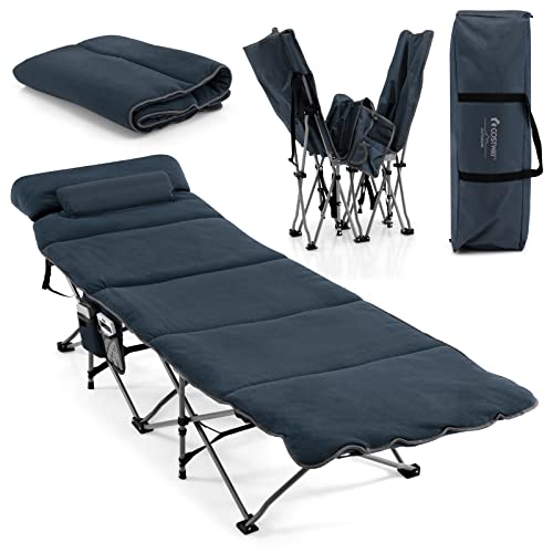 COSTWAY Feldbett Klappbar, Campingbett mit Matratze, Kissen und Seitentasche, tragbares Campingliege bis 200 kg belastbar, inkl. Tragetasche, Klappbett für Camping, Strand, Marineblau COSTWAY Feldbett Klappbar, Campingbett mit Matratze, Kissen und Seitentasche, tragbares Campingliege bis 200 kg belastbar, inkl. Tragetasche, Klappbett für Camping, Strand, Marineblau von COSTWAY