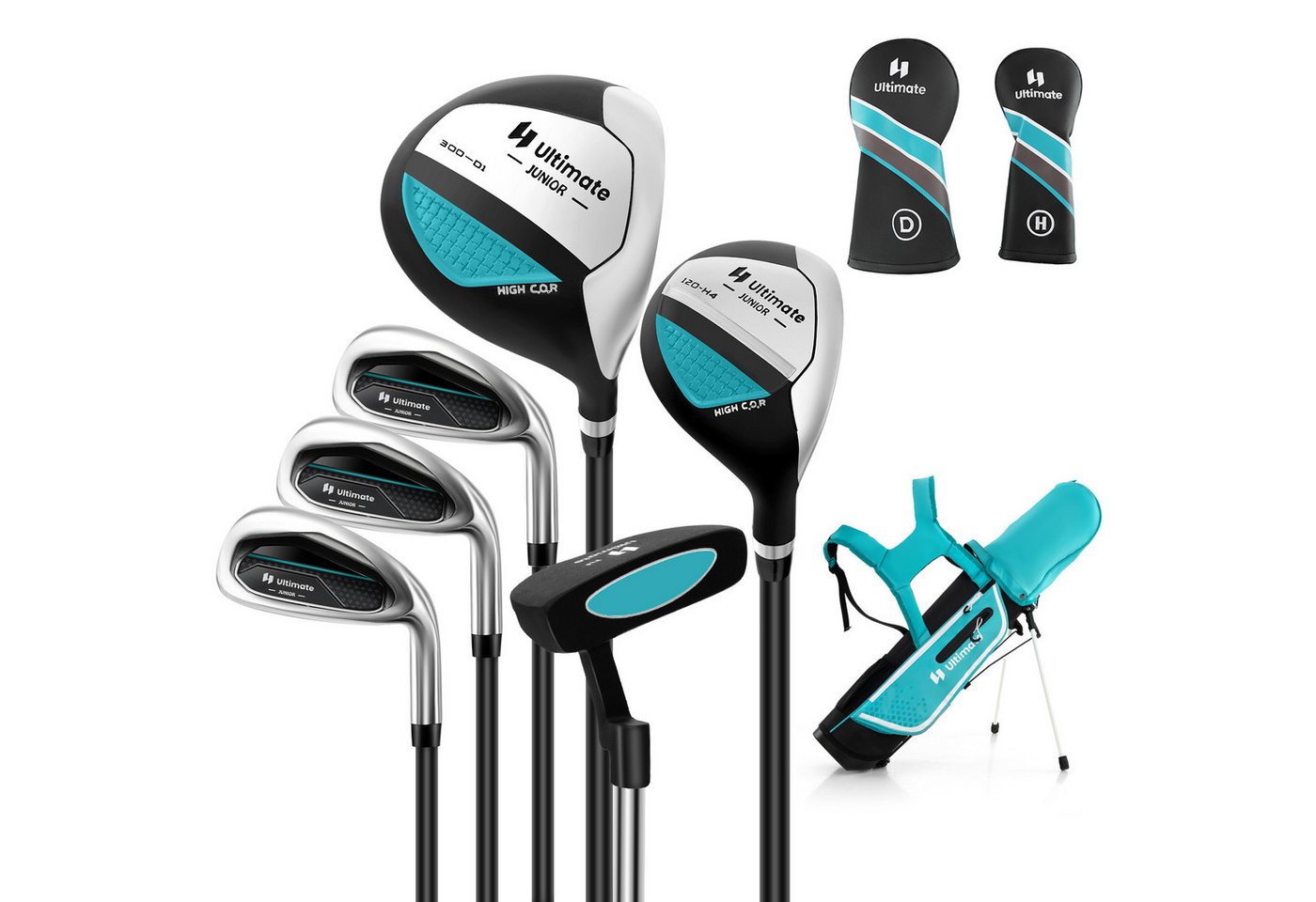 COSTWAY Golfschläger + Golfbag, 6-tlg., Rechtshand, für 11-13 Jahren Kinder von COSTWAY