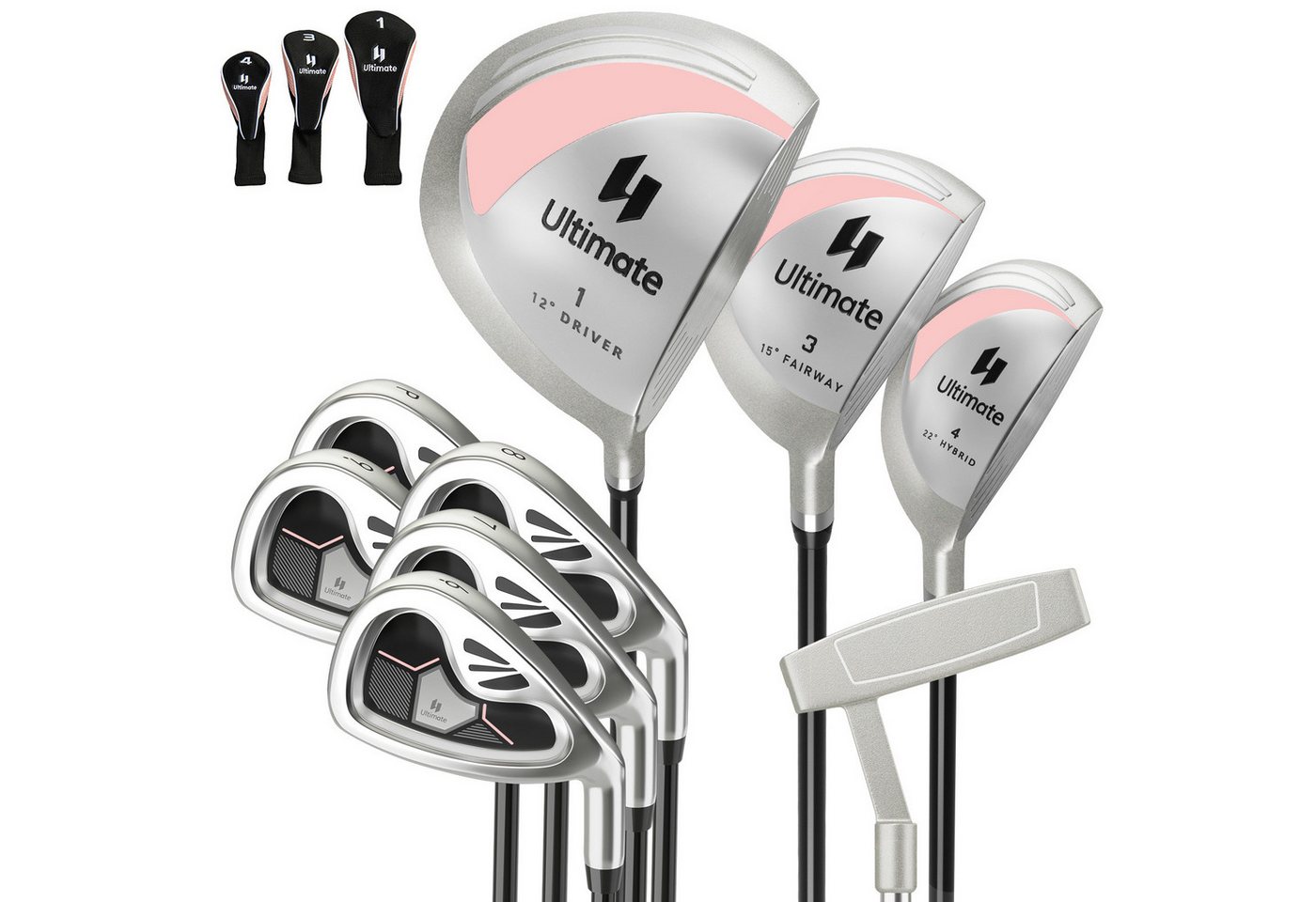 COSTWAY Golfschläger + Golfbag, 9-tlg., komplettes Damen Golfschläger Set, rechtshändig von COSTWAY