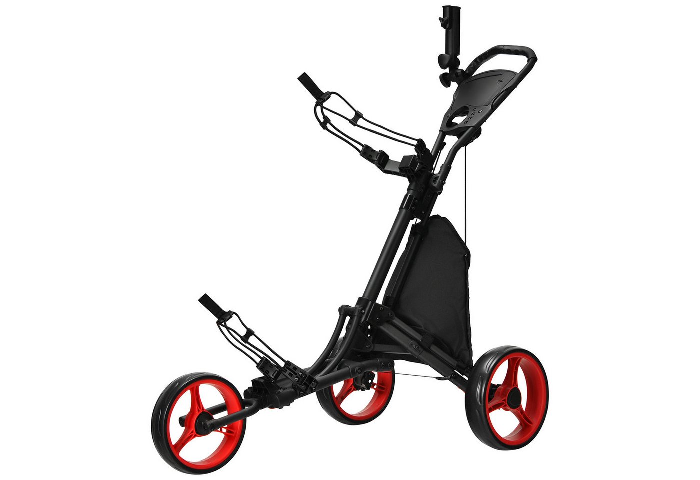 COSTWAY Golftrolley 3-Rad, mit verstellbarem Griff, Tasche von COSTWAY