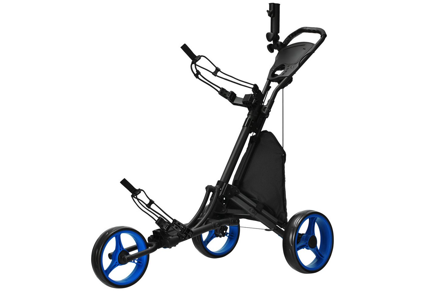 COSTWAY Golftrolley 3-Rad, mit verstellbarem Griff, Tasche von COSTWAY