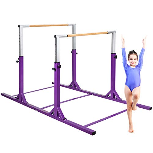 COSTWAY Gymnastik Turnreck, Reckstange höhenverstellbar & breiteverstellbar, Reck Turnen bis 100kg belastbar, Turnstange für Zuhause & Fitnessstudio von COSTWAY