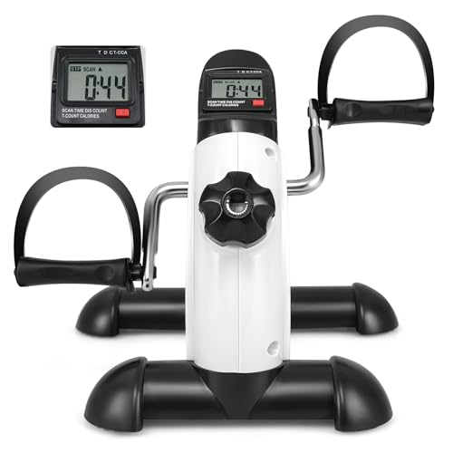 COSTWAY Pedaltrainer, Arm und Beintrainer mit verstellbarem Widerstand & LCD-Display, Mini Bike unter dem Schreibtisch, Mini Fitnessbike Heimtrainer für Zuhause & Büro (Weiß) von COSTWAY