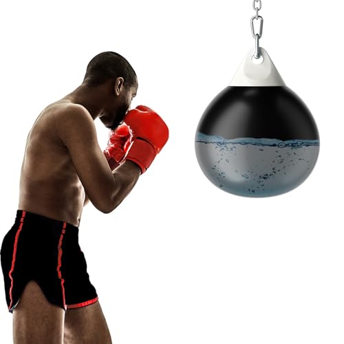 COSTWAY Ø45 cm Wasserboxsack, 50 kg Boxing Punching Bag mit Verstellbarer Metallkette, Sicherheitsschnallen & Wasserschlauch, Punchingsack für Erwachsene & Kinder (Schwarz) von COSTWAY