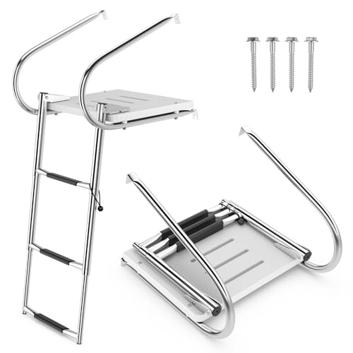COSTWAY Poolleiter Edelstahl, 3-Stufige Bootleiter mit Plattform & Handlauf, Klappbare Badeleiter 227 KG Tragkraft, Schwimmbadleiter Teleskopleiter für Yachten Boot aufstellpool COSTWAY Poolleiter Edelstahl, 3-Stufige Bootleiter mit Plattform & Handlauf, Klappbare Badeleiter 227 KG Tragkraft, Schwimmbadleiter Teleskopleiter für Yachten Boot aufstellpool von COSTWAY
