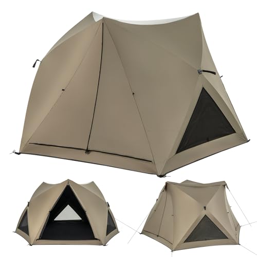 COSTWAY Pop Up Zelt für 4-6 Personen, Campingzelt mit Überdachung, Dachfenster, 3 Türen, 3 Fenstern und Bodenplane, wasserdicht, Familienzelt für Trekking, Camping COSTWAY Pop Up Zelt für 4-6 Personen, Campingzelt mit Überdachung, Dachfenster, 3 Türen, 3 Fenstern und Bodenplane, wasserdicht, Familienzelt für Trekking, Camping von COSTWAY