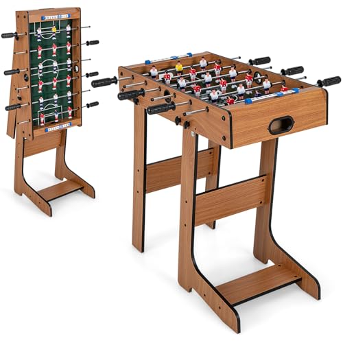 COSTWAY Tischkicker klappbar, Kickertisch inkl. 18 Kicker und 2 Bällen, Spieltisch für Erwachsene und Kinder, Tischfußball für Spielzimmer, Bars und Partys, 69 x 60 x 71 cm (Braun) von COSTWAY