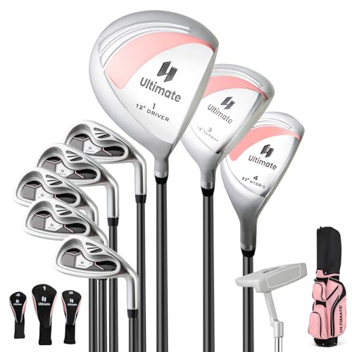 COSTWAY komplettes Damen Golfschläger Set, 9 teilig Golfschlägersätze rechtshändig mit Tasche & Regenhaube, Golfset mit 1 Driver & 3 Fairway & 4 Hybrid & 6/7/ 8/9/ P Eisen & Putter (Rosa) COSTWAY komplettes Damen Golfschläger Set, 9 teilig Golfschlägersätze rechtshändig mit Tasche & Regenhaube, Golfset mit 1 Driver & 3 Fairway & 4 Hybrid & 6/7/ 8/9/ P Eisen & Putter (Rosa) von COSTWAY