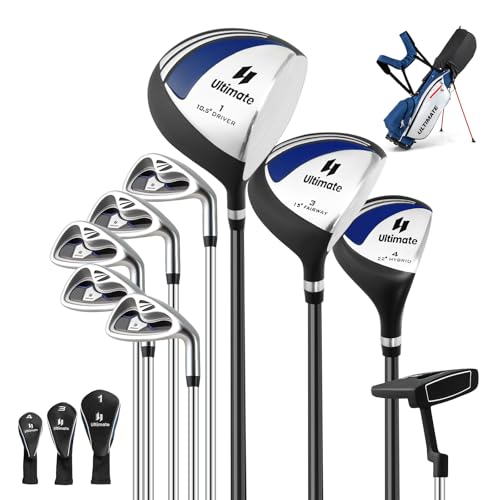 COSTWAY komplettes Herren Golfschläger Set, 9 teilige Golfschlägersätze rechtshändig mit Regenhaube, Golfset mit 1 Driver & 3 Fairway & 4 Hybrid & 6/7/ 8/9/ P Eisen & Putter (Blau mit Tasche) COSTWAY komplettes Herren Golfschläger Set, 9 teilige Golfschlägersätze rechtshändig mit Regenhaube, Golfset mit 1 Driver & 3 Fairway & 4 Hybrid & 6/7/ 8/9/ P Eisen & Putter (Blau mit Tasche) von COSTWAY