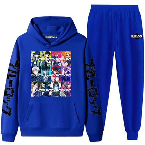 Blue Lock Damen Und Herren Sets Frühling Herbst Zipper Hoodie Und Hose 2 Stück Casual Trainingsanzug Laufen Jogging Sportswear Anzug Zipper Hoodie Pant Sets-Color-2||L von COSXHF