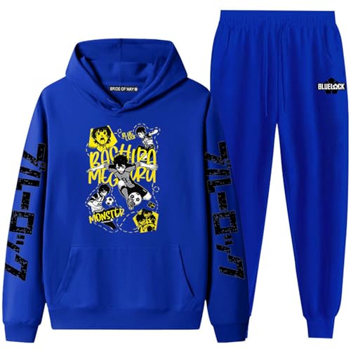 Blue Lock Damen Und Herren Sets Frühling Herbst Zipper Hoodie Und Hose 2 Stück Casual Trainingsanzug Laufen Jogging Sportswear Anzug Zipper Hoodie Pant Sets-Color-6||M von COSXHF