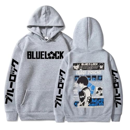 COSXHF Anime Blue Lock 2D Prints Hoodie Herbst Winter Langarm Sweatshirt Neutral Streetwear Harajuku Sportswear Y2K Kleidung-Grey||XXS von COSXHF