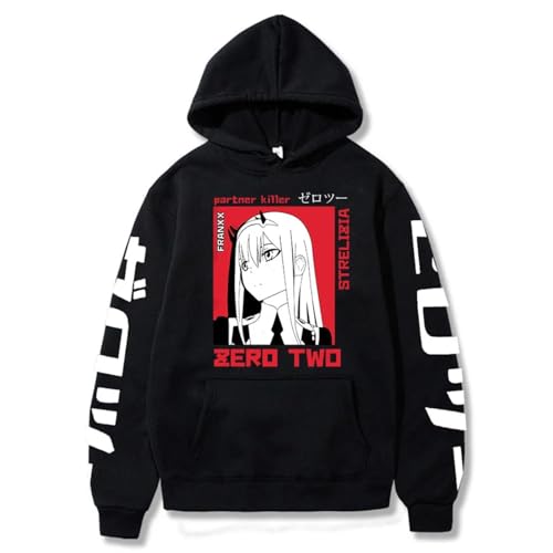 COSXHF Anime Darling in The FranXX Prints Hoodie Herbst Winter Langarm Sweatshirt Neutral Streetwear Harajuku Sportswear Y2K Kleidung-Black||XS von COSXHF