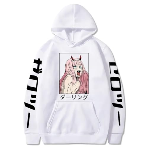 COSXHF Anime Darling in The FranXX Prints Hoodie Herbst Winter Langarm Sweatshirt Neutral Streetwear Harajuku Sportswear Y2K Kleidung-White||XXS von COSXHF