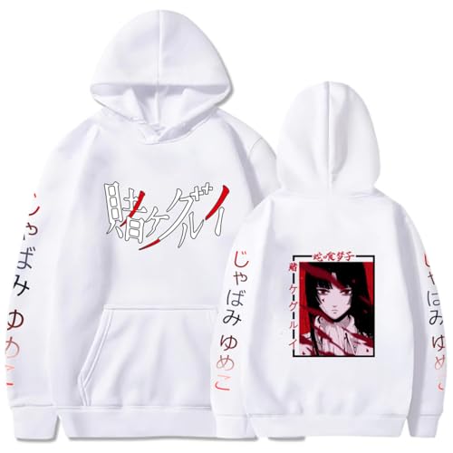 COSXHF Anime Kakegurui 2D Prints Hoodie Herbst Winter Langarm Sweatshirt Neutral Streetwear Harajuku Sportswear Y2K Kleidung-White||L von COSXHF