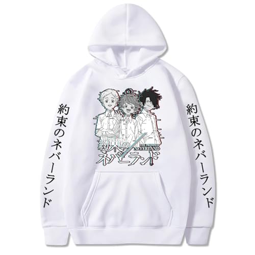 COSXHF Anime The Promised Neverland 2D Prints Hoodie Herbst Winter Langarm Sweatshirt Neutral Streetwear Harajuku Sportswear Y2K Kleidung-White||XL von COSXHF