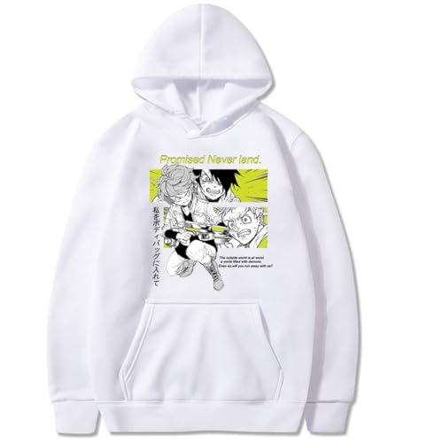 COSXHF Anime The Promised Neverland 2D Prints Hoodie Herbst Winter Langarm Sweatshirt Neutral Streetwear Harajuku Sportswear Y2K Kleidung-White||XS von COSXHF