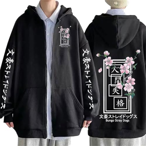 COSXHF Bungo Streuner Hunde Gedruckt Hoodies Y2K Manga Frauen Männer Langarm Warm Ovesize Kordelzug Sweatshirts-Black||XXS von COSXHF