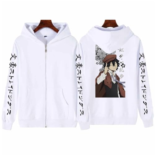 COSXHF Bungo Streuner Hunde Gedruckt Hoodies Y2K Manga Frauen Männer Langarm Warm Ovesize Kordelzug Sweatshirts-Blanco||3XL von COSXHF