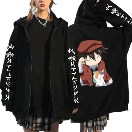 COSXHF Bungo Streuner Hunde Gedruckt Hoodies Y2K Manga Frauen Männer Langarm Warm Ovesize Kordelzug Sweatshirts-Negro||XS von COSXHF