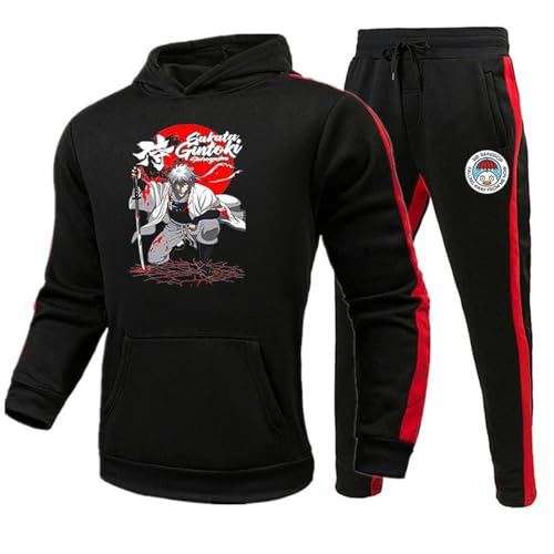 COSXHF Gintama Muster Gedruckt Hoodie Hosen Set Herbst/Winter Mode Jogging Zwei Stück Set Für Männer Und Frauen Mit Samt Hoodie Set-Color-6||XL von COSXHF