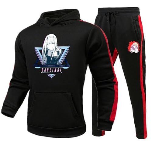 COSXHF Herbst Und Winter Mode Jogging Two Piece Set Gintama Muster Printed Hoodie Hosen Set Für Männer Und Frauen Mit Samt Hoodie Set-Color-9||3XL von COSXHF