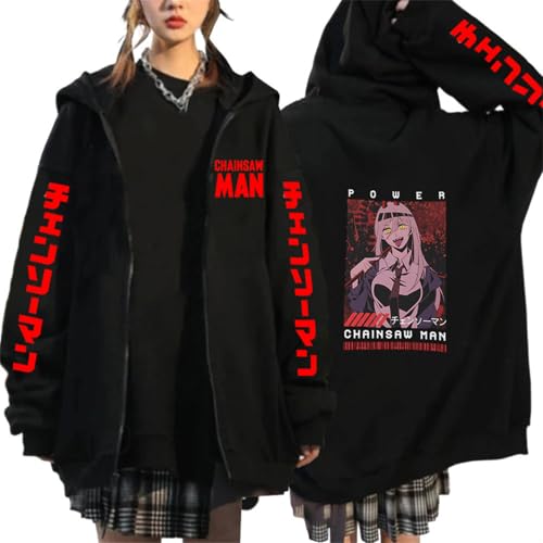 COSXHF Kettensäge Mann Reißverschluss Hoodies Y2K Graphic Print Hooded Männer Frauen Plus Size Sweatshirts Harajuku Zip Up Jacke-Black-1||XS von COSXHF