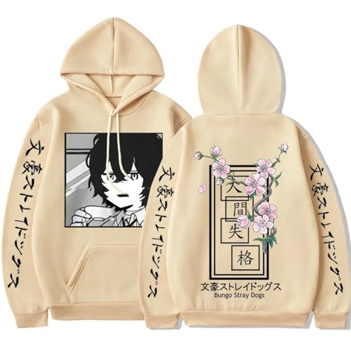 COSXHF Oversized Unisex Hoodie Für Frauen/Männer Japan Anime Bungo Streuner Hunde Hoodies Männer Frauen Harajuku Unisex Pullover Kleidung Jungen Mädchen Frauen Frühling Sweatshirt-BEIGE||M von COSXHF