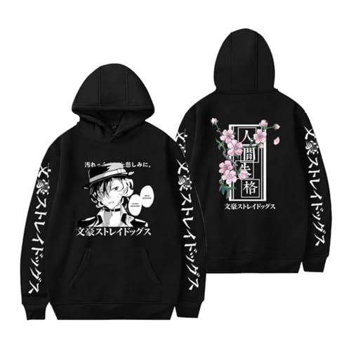 COSXHF Oversized Unisex Hoodie Für Frauen/Männer Japan Anime Bungo Streuner Hunde Hoodies Männer Frauen Harajuku Unisex Pullover Kleidung Jungen Mädchen Frauen Frühling Sweatshirt-Black-2||XS von COSXHF