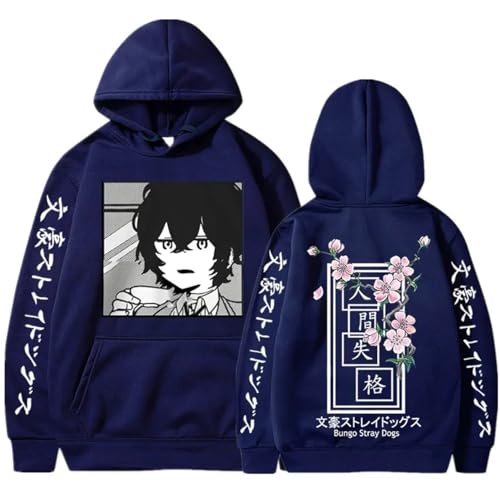 COSXHF Oversized Unisex Hoodie Für Frauen/Männer Japan Anime Bungo Streuner Hunde Hoodies Männer Frauen Harajuku Unisex Pullover Kleidung Jungen Mädchen Frauen Frühling Sweatshirt-Blue||2XL von COSXHF