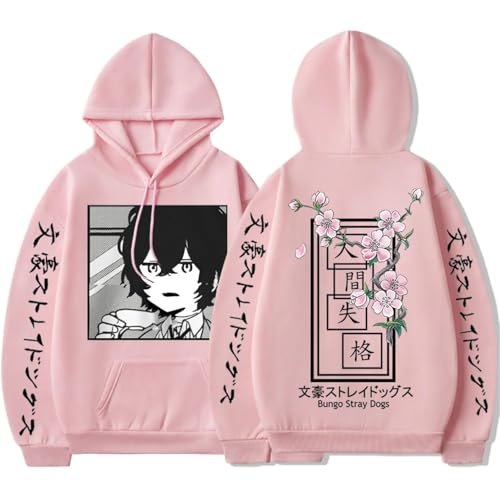 COSXHF Oversized Unisex Hoodie Für Frauen/Männer Japan Anime Bungo Streuner Hunde Hoodies Männer Frauen Harajuku Unisex Pullover Kleidung Jungen Mädchen Frauen Frühling Sweatshirt-PINK||XS von COSXHF