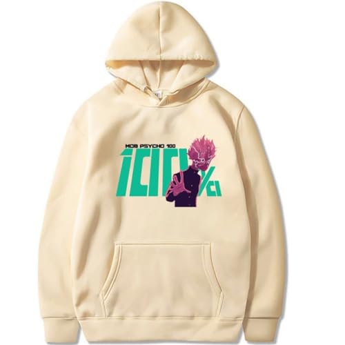 COSXHF Oversized Unisex Hoodie Für Frauen/Männer Japan Anime Mob Psycho 100 Hoodies Männer Frauen Harajuku Unisex Pullover Kleidung Jungen Mädchen Frauen Frühling Sweatshirt-BEIGE||XXS von COSXHF