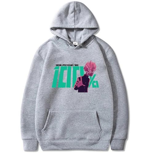 COSXHF Oversized Unisex Hoodie Für Frauen/Männer Japan Anime Mob Psycho 100 Hoodies Männer Frauen Harajuku Unisex Pullover Kleidung Jungen Mädchen Frauen Frühling Sweatshirt-Gris||L von COSXHF