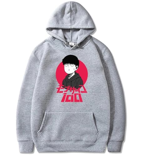 COSXHF Oversized Unisex Hoodie Für Frauen/Männer Japan Anime Mob Psycho 100 Hoodies Männer Frauen Harajuku Unisex Pullover Kleidung Jungen Mädchen Frauen Frühling Sweatshirt-Gris||S von COSXHF