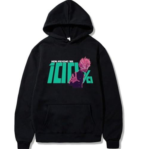 COSXHF Oversized Unisex Hoodie Für Frauen/Männer Japan Anime Mob Psycho 100 Hoodies Männer Frauen Harajuku Unisex Pullover Kleidung Jungen Mädchen Frauen Frühling Sweatshirt-Negro||3XL von COSXHF