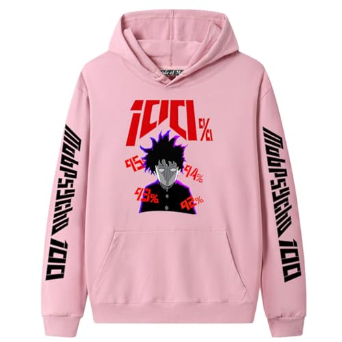 COSXHF Oversized Unisex Hoodie Für Frauen/Männer Japan Anime Mob Psycho 100 Hoodies Männer Frauen Harajuku Unisex Pullover Kleidung Jungen Mädchen Frauen Frühling Sweatshirt-PINK||3XL von COSXHF