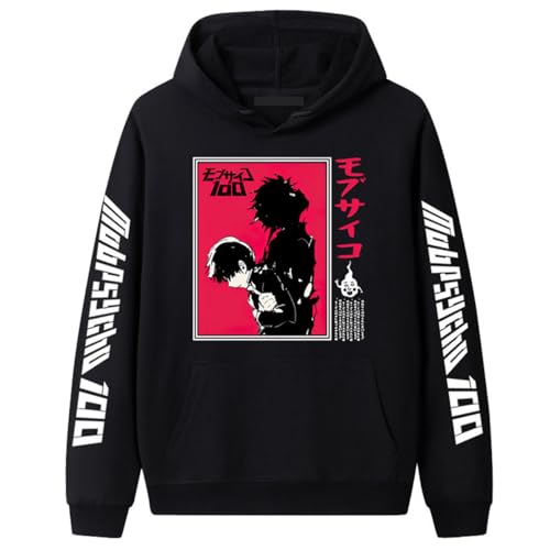 COSXHF Oversized Unisex Hoodie Für Frauen/Männer Japan Anime Mob Psycho 100 Hoodies Männer Frauen Harajuku Unisex Pullover Kleidung Jungen Mädchen Frauen Frühling Sweatshirt-Schwarz||XL von COSXHF