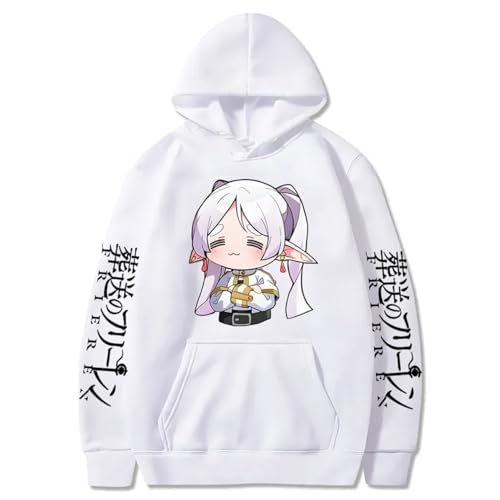 COSXHF Unisex Hoodie Für Frauen/Männer Cartoon Nette Frieren Hoodies Jenseits Journey's End Manga Print Kapuzen Sweatshirts Herbst Winter Fleece Soft Plus Size Streetwear-White||S von COSXHF