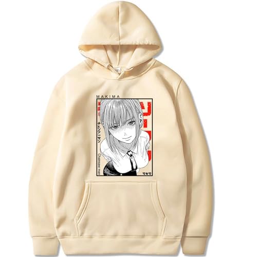 Chainsaw Man Herren Und Damen Hoodie Anime Printed Hoodie Streetwear Casual Sweatshirt Y2K Fashion Casual Pullover Long Sleeve Loose Top Street-BEIGE||XXL von COSXHF