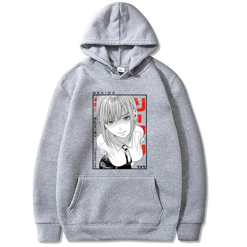 Chainsaw Man Herren Und Damen Hoodie Anime Printed Hoodie Streetwear Casual Sweatshirt Y2K Fashion Casual Pullover Long Sleeve Loose Top Street-Gris||XXL von COSXHF