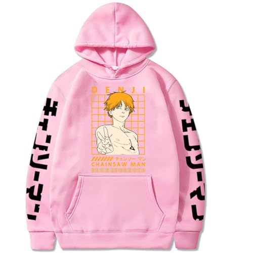 Chainsaw Man Herren Und Damen Hoodie Anime Printed Hoodie Streetwear Casual Sweatshirt Y2K Fashion Casual Pullover Long Sleeve Loose Top Street-PINK||L von COSXHF