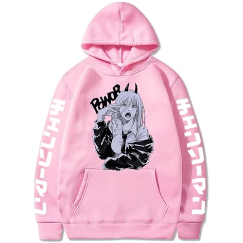 Chainsaw Man Herren Und Damen Hoodie Anime Printed Hoodie Streetwear Casual Sweatshirt Y2K Fashion Casual Pullover Long Sleeve Loose Top Street-PINK||M von COSXHF