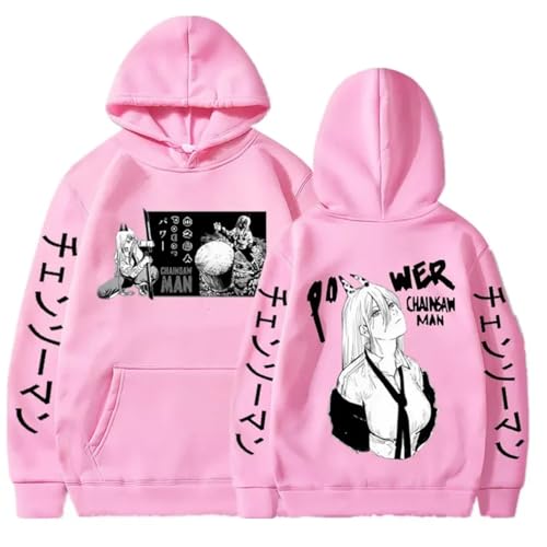 Chainsaw Man Herren Und Damen Hoodie Anime Printed Hoodie Streetwear Casual Sweatshirt Y2K Fashion Casual Pullover Long Sleeve Loose Top Street-PINK||S von COSXHF