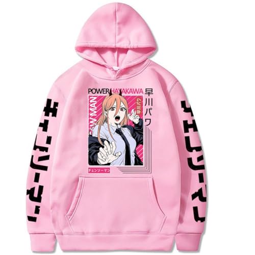 Chainsaw Man Herren Und Damen Hoodie Anime Printed Hoodie Streetwear Casual Sweatshirt Y2K Fashion Casual Pullover Long Sleeve Loose Top Street-PINK||XL von COSXHF